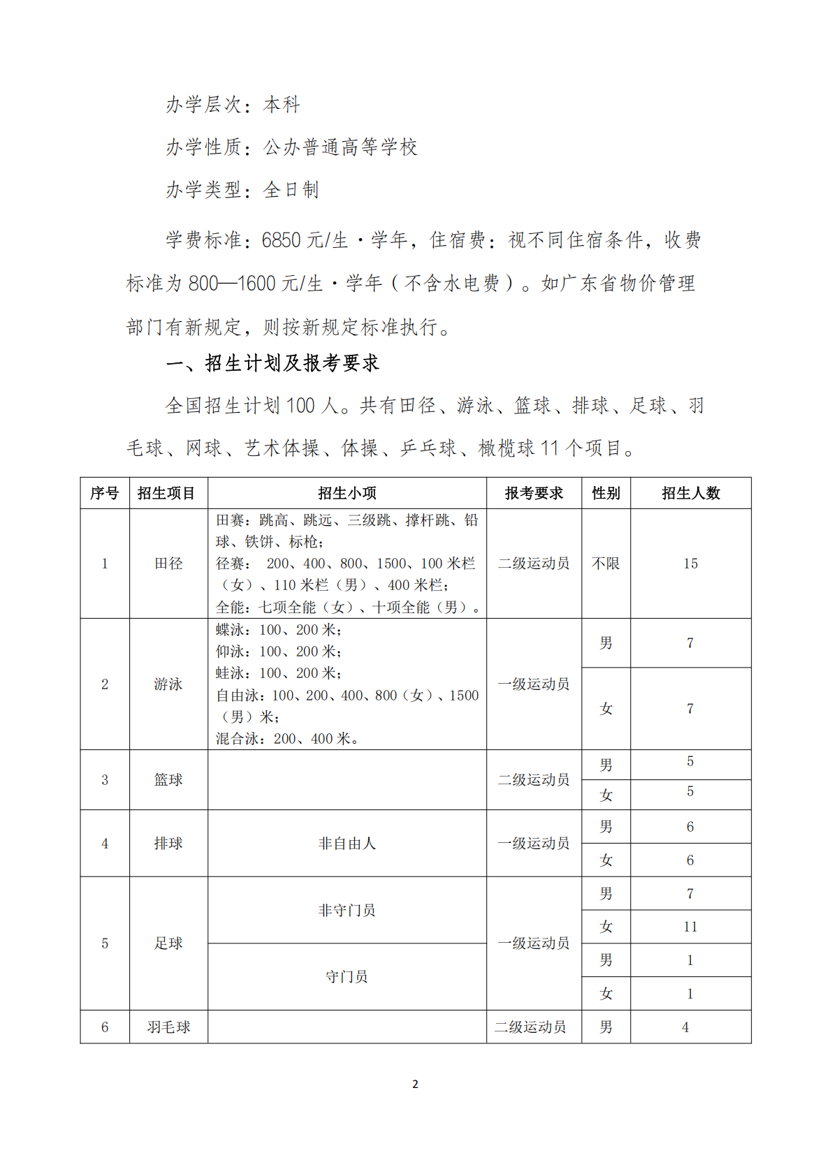 华南师范大学 2026 年运动训练专业招生简章